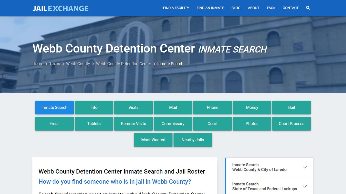 Inmate Search: Roster & Mugshots - Webb County Detention Center, TX